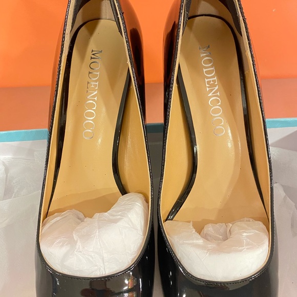 Black patent leather womens chunky heels - Picture 6 of 7